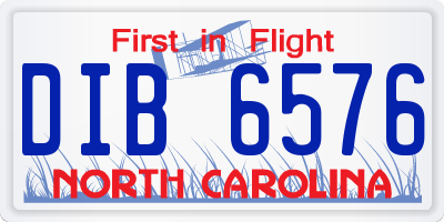 NC license plate DIB6576