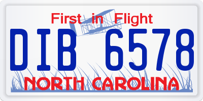 NC license plate DIB6578