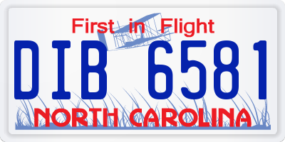 NC license plate DIB6581