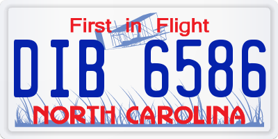 NC license plate DIB6586