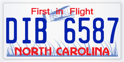 NC license plate DIB6587