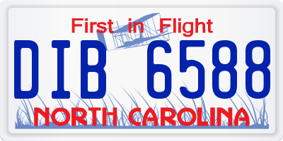 NC license plate DIB6588