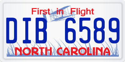 NC license plate DIB6589