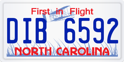 NC license plate DIB6592