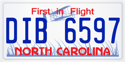 NC license plate DIB6597