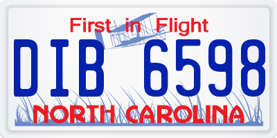 NC license plate DIB6598