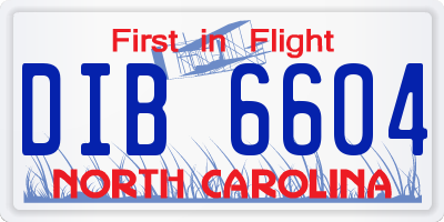 NC license plate DIB6604