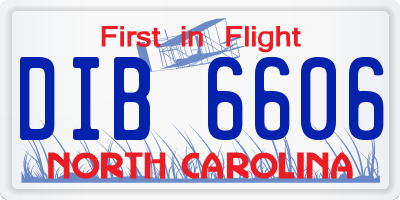 NC license plate DIB6606