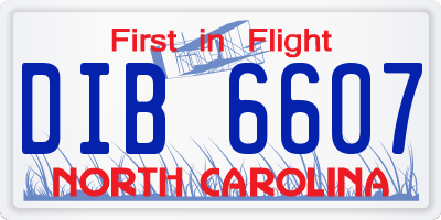 NC license plate DIB6607