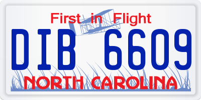NC license plate DIB6609