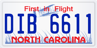 NC license plate DIB6611