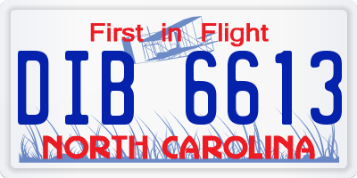 NC license plate DIB6613