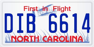 NC license plate DIB6614