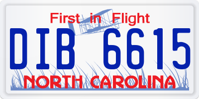 NC license plate DIB6615