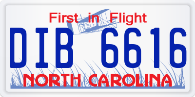 NC license plate DIB6616