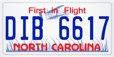 NC license plate DIB6617