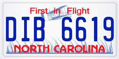 NC license plate DIB6619