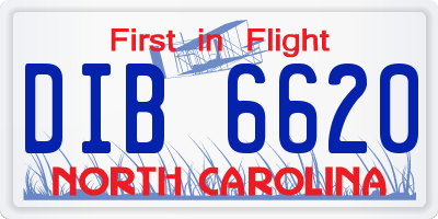 NC license plate DIB6620