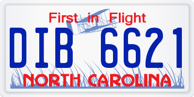NC license plate DIB6621