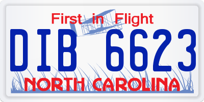 NC license plate DIB6623
