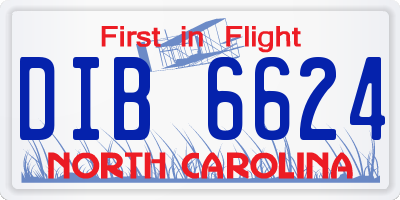 NC license plate DIB6624