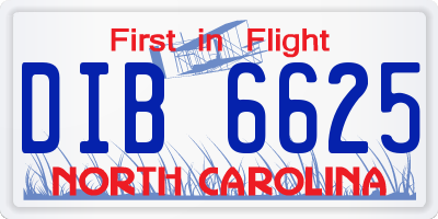 NC license plate DIB6625