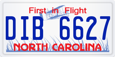 NC license plate DIB6627