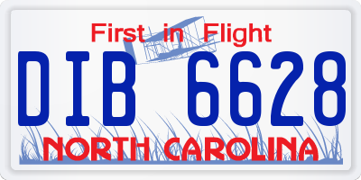 NC license plate DIB6628