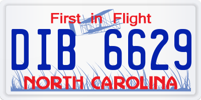 NC license plate DIB6629