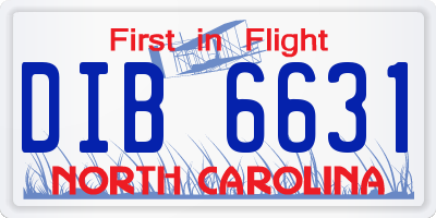 NC license plate DIB6631