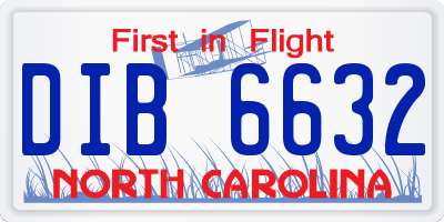 NC license plate DIB6632