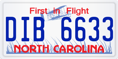 NC license plate DIB6633