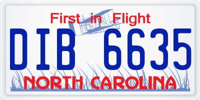 NC license plate DIB6635