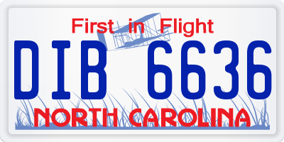 NC license plate DIB6636