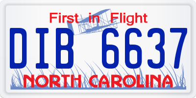 NC license plate DIB6637