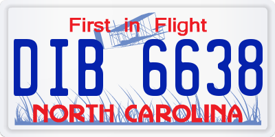 NC license plate DIB6638