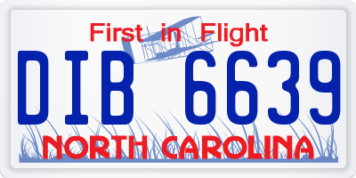 NC license plate DIB6639
