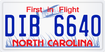 NC license plate DIB6640