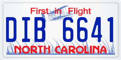 NC license plate DIB6641