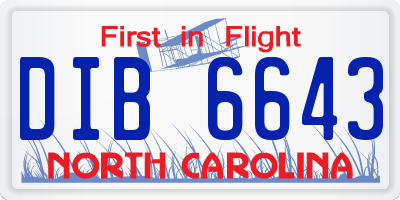 NC license plate DIB6643