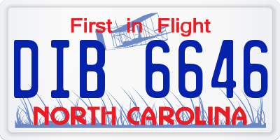 NC license plate DIB6646
