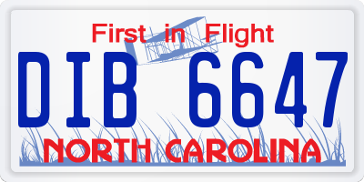 NC license plate DIB6647