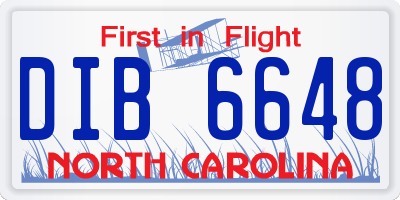 NC license plate DIB6648