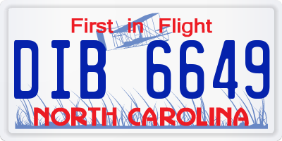 NC license plate DIB6649