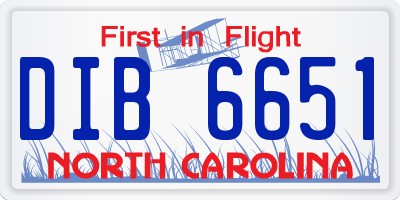NC license plate DIB6651