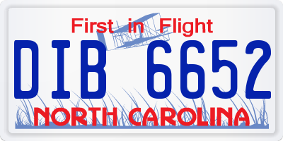 NC license plate DIB6652