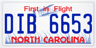 NC license plate DIB6653