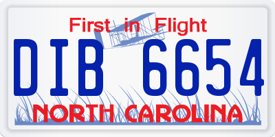 NC license plate DIB6654