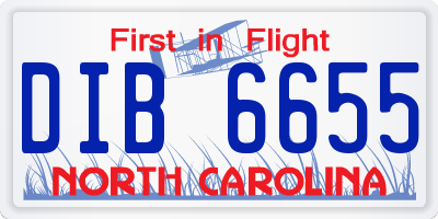 NC license plate DIB6655