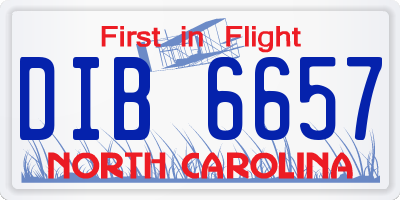 NC license plate DIB6657